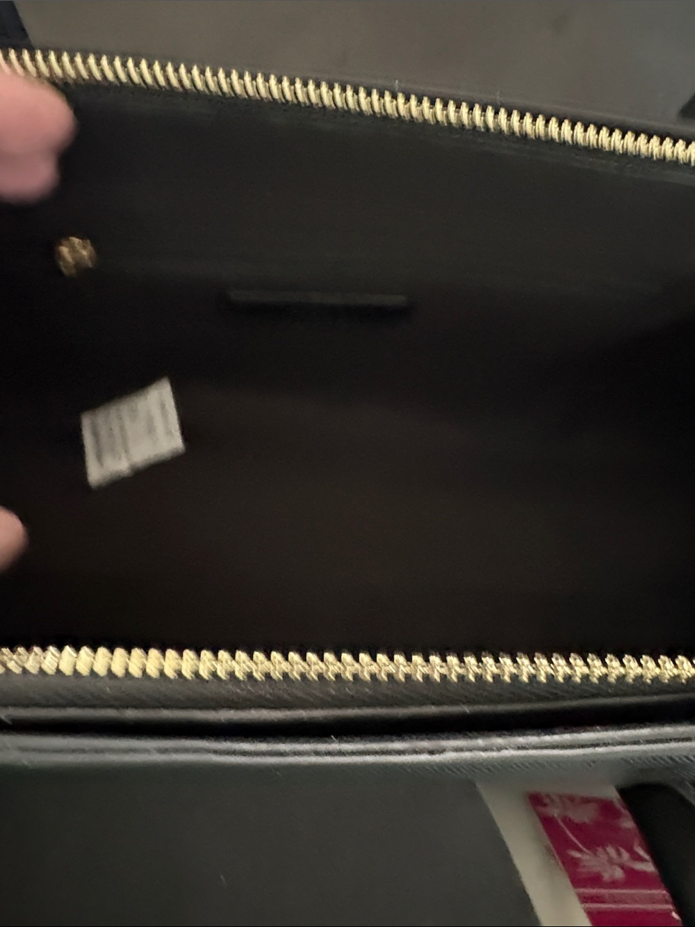 Trina Turk Black Leather Double-Handle Satchel with Gold Zip - Picture 4 of 10